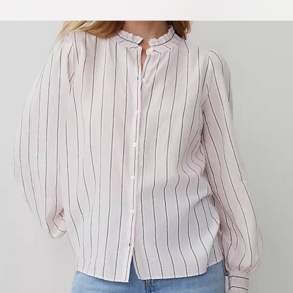 Ann Taylor Striped Light pink Blouse